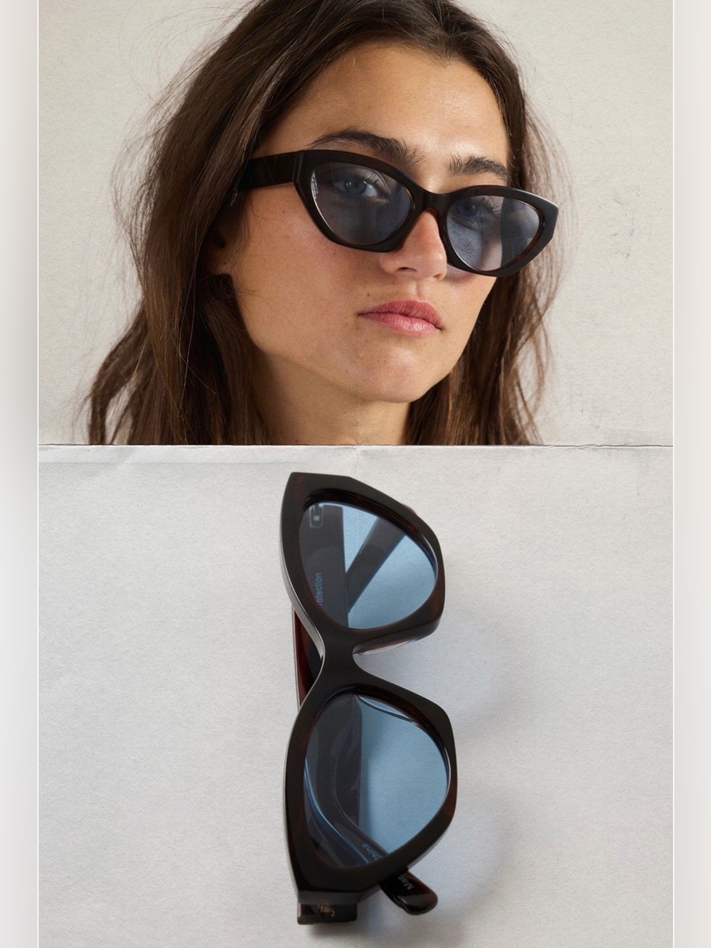 Free People NWT Linda Classic Cat Eye Polarized Tortoise Blue Polarized Sunglass